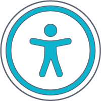 accessibility icon featuring stick figure with outstretched limbs