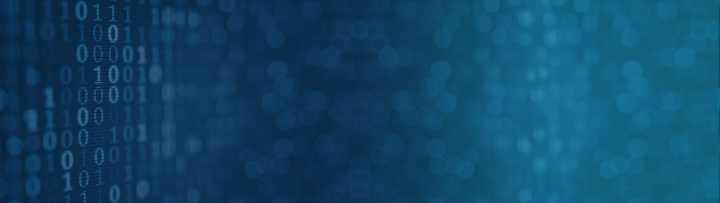 cookies and similar technologies banner with binary code background and blue bokeh effect