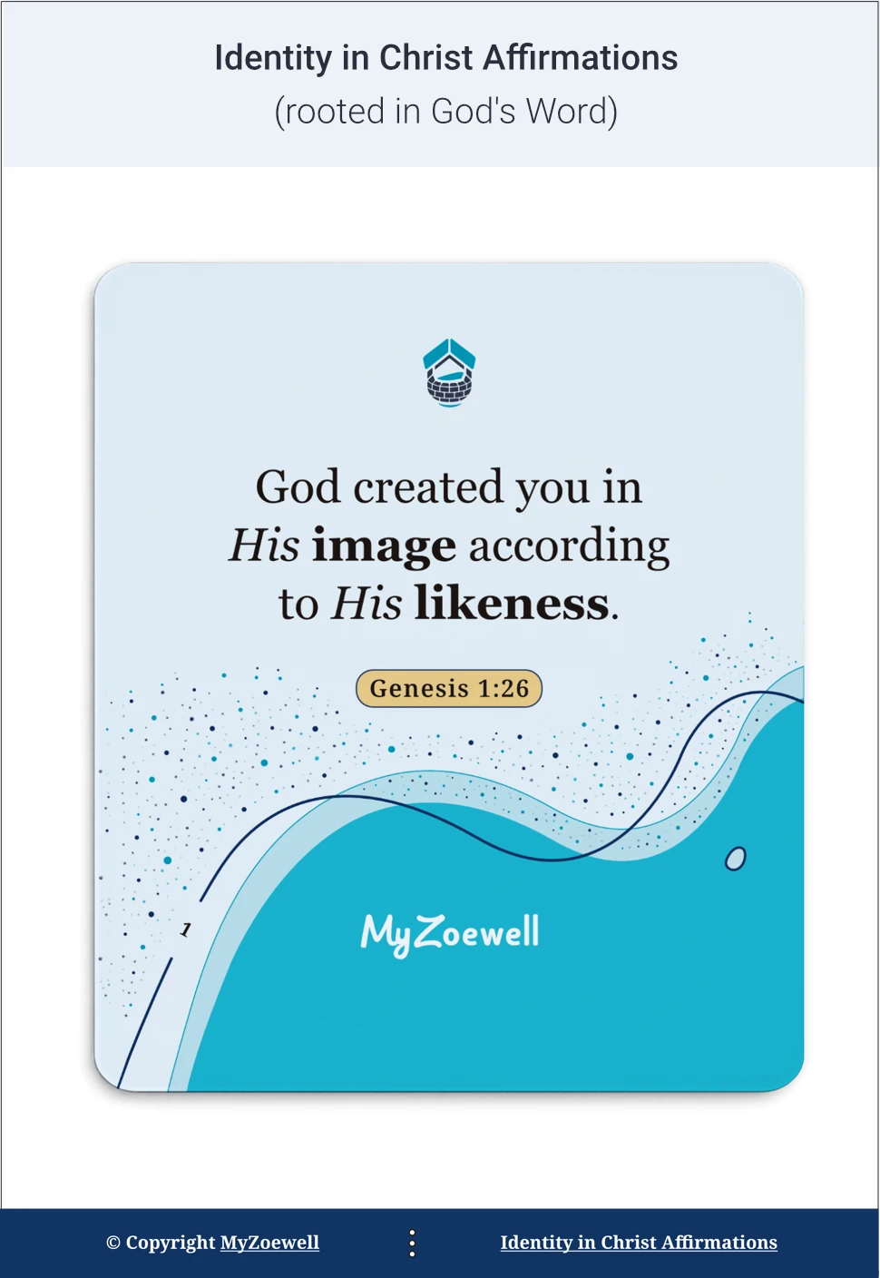 sample affirmation card from Identity in Christ Affirmations card deck