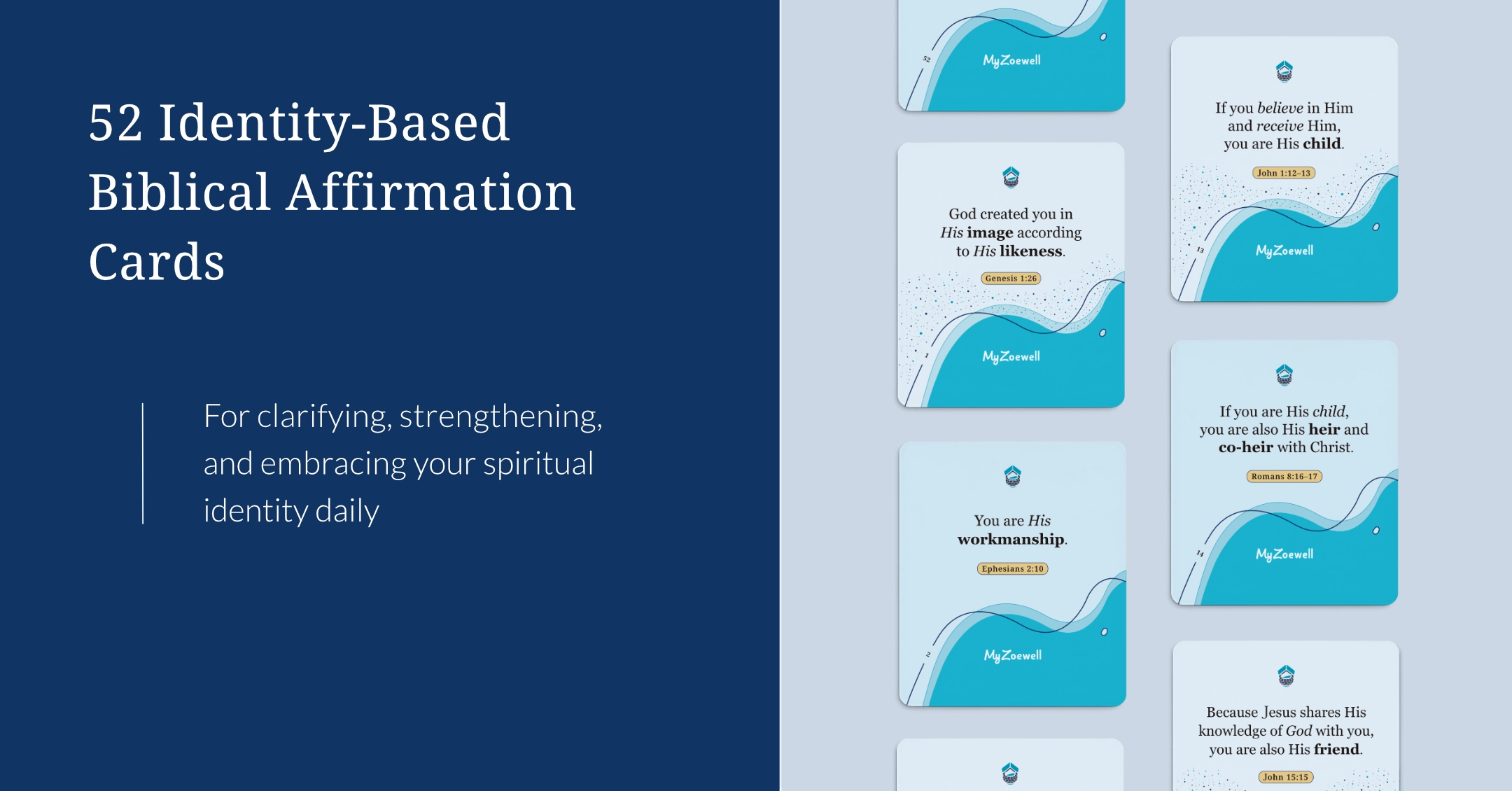 52 identity-based biblical affirmation cards for clarifying, strengthening, and embracing your spiritual identity daily