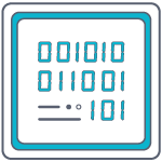 information technology icon featuring random binary numbers