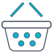 handheld shopping basket icon for MyZoewell Order Policy & Order Support