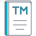 trademark and brand policy booklet icon with trademark tm symbol